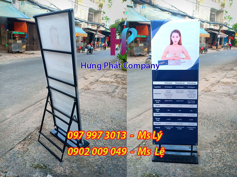 chân sắt dựng quảng cáo