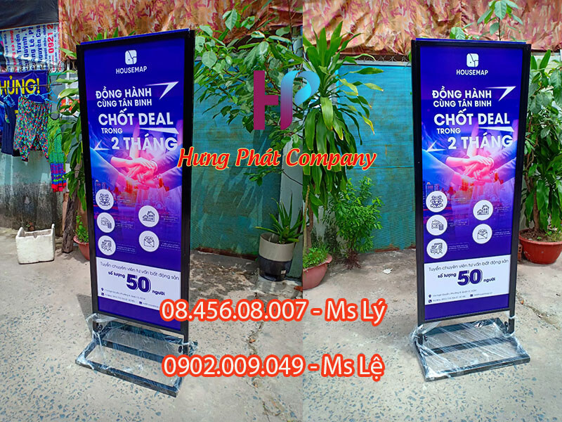 khung sắt quảng cáo 2 mặt chịu gió tốt