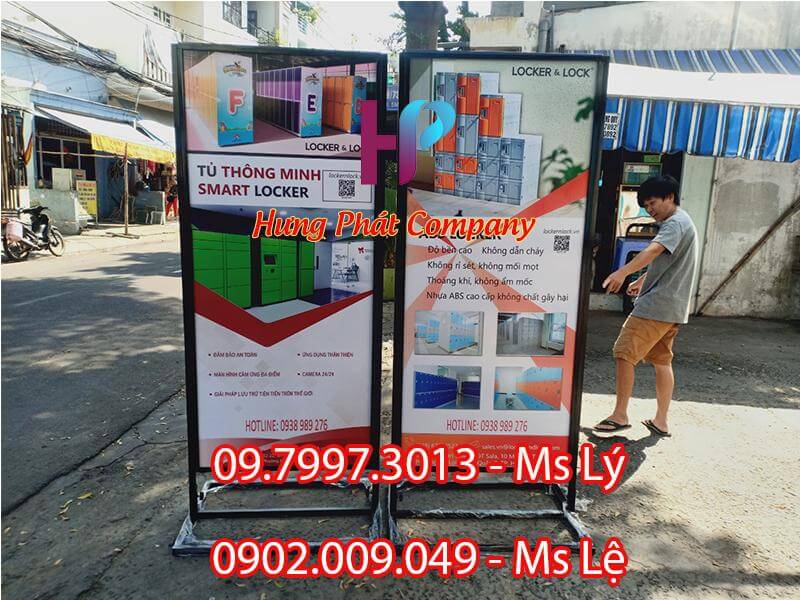 khung sắt quảng cáo chịu gió ngoài trời