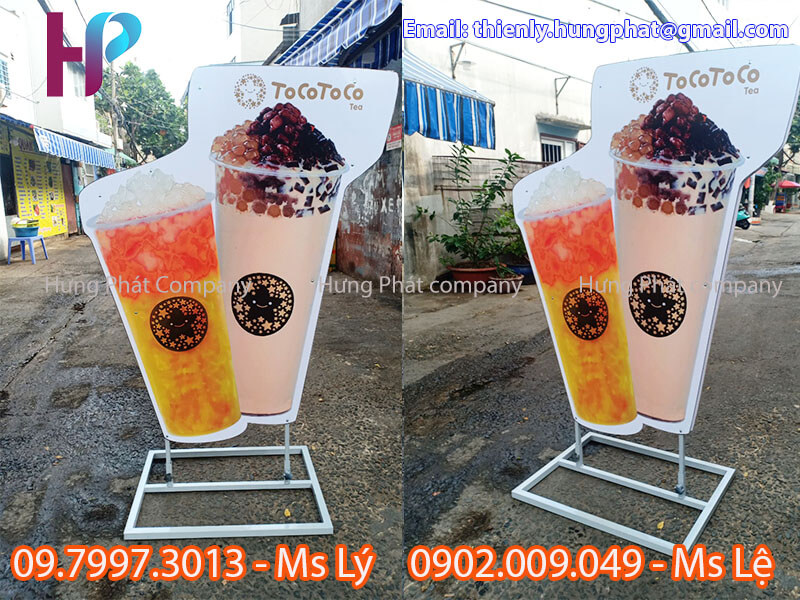 chân dựng ly trà sữa quảng cáo ngoài trời giá rẻ