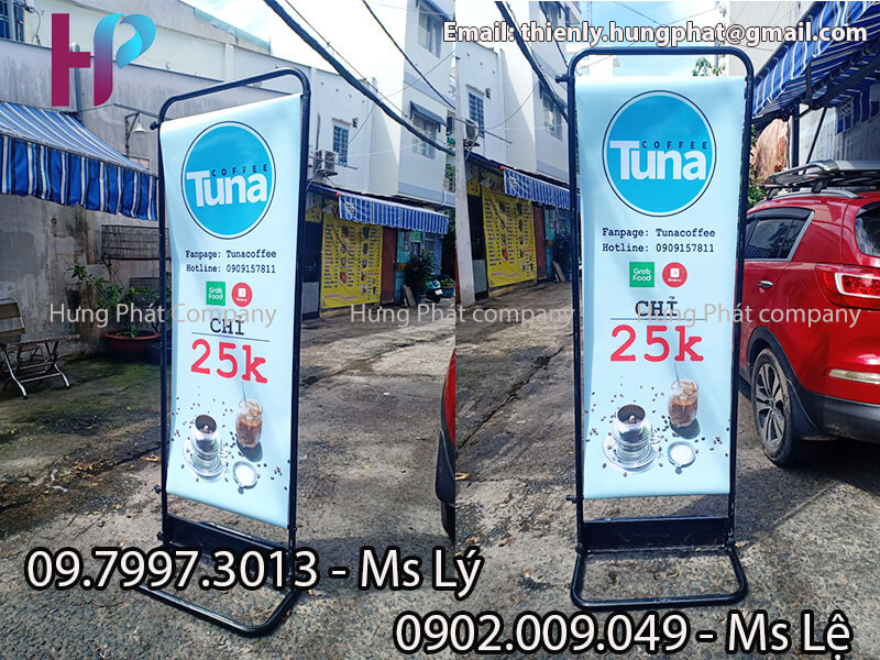 khung sắt treo bảng quảng cáo đẹp