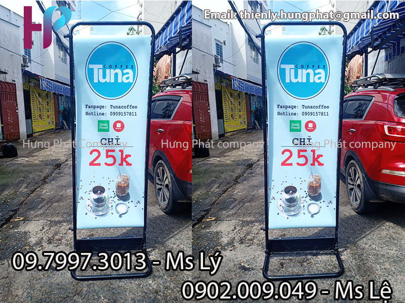 khung sắt treo bảng quảng cáo