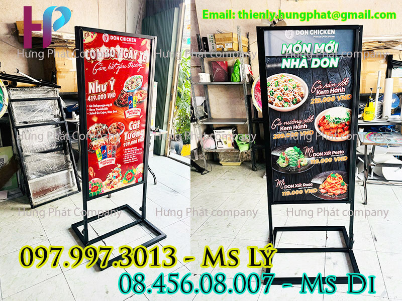 chân quảng cáo ngoài trời bằng sắt