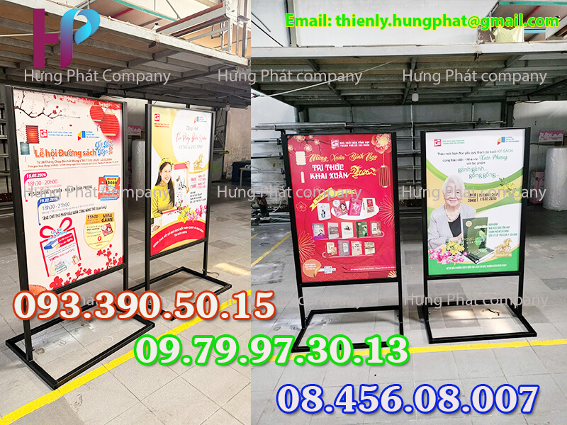 khung quảng cáo chịu gió ngoài trời 2 mặt